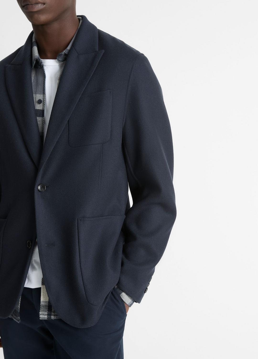 VINCE | Italian Splittable Wool-Blend Blazer in Jackets & Outerwear - COASTAL BLUE