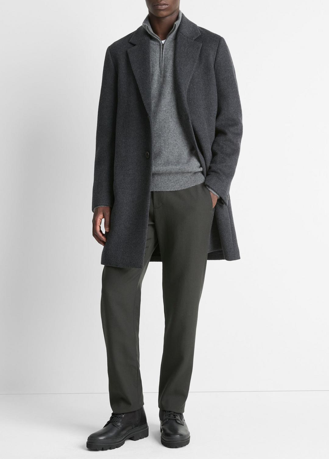 VINCE | Classic Italian Wool-Blend Coat in Jackets & Outerwear - HEATHER CHARCOAL