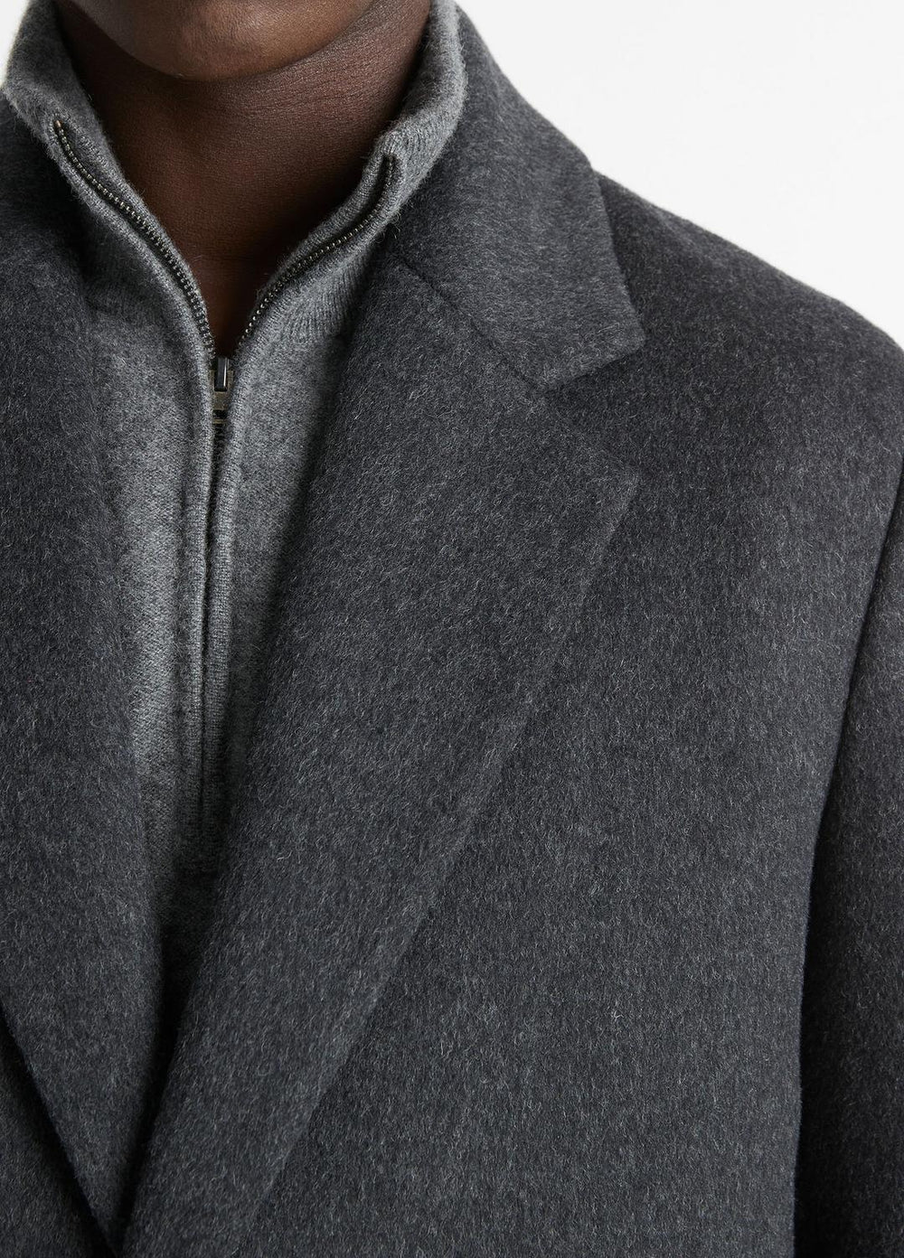 VINCE | Classic Italian Wool-Blend Coat in Jackets & Outerwear - HEATHER CHARCOAL