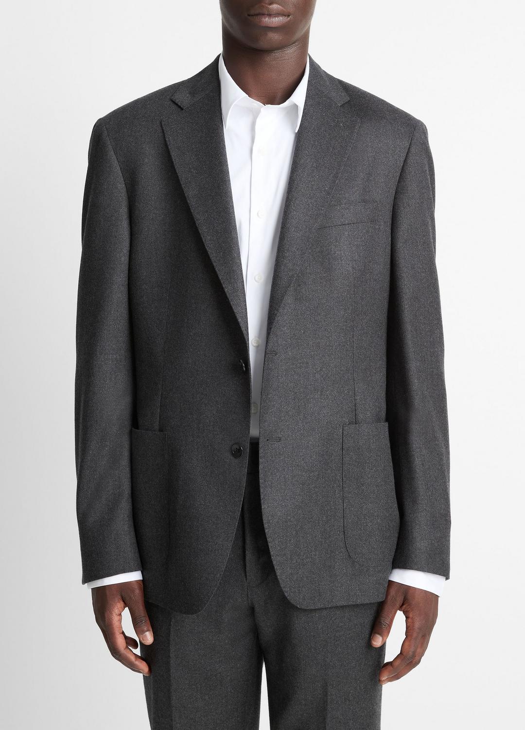 VINCE | Wool-Silk Flannel Relaxed Sport Coat in Blazers - CHARCOAL