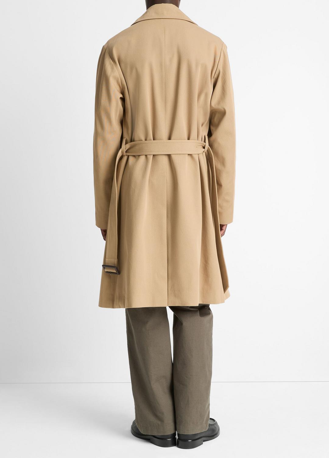 VINCE | Italian Cotton Double-Breasted Trench Coat in Coats - LIGHT BEACHWOOD
