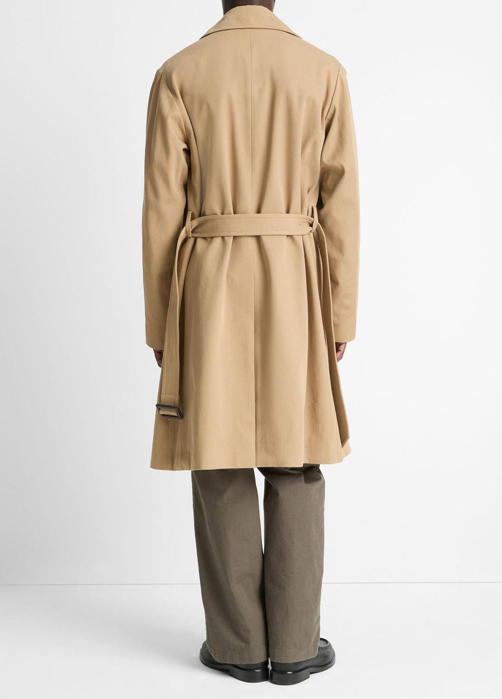 VINCE | Italian Cotton Double-Breasted Trench Coat in Coats - LIGHT BEACHWOOD