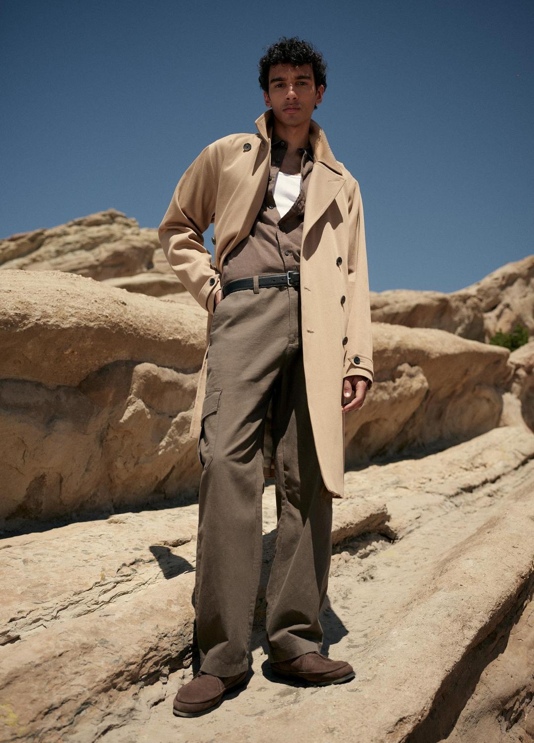 VINCE | Italian Cotton Double-Breasted Trench Coat in Coats - LIGHT BEACHWOOD