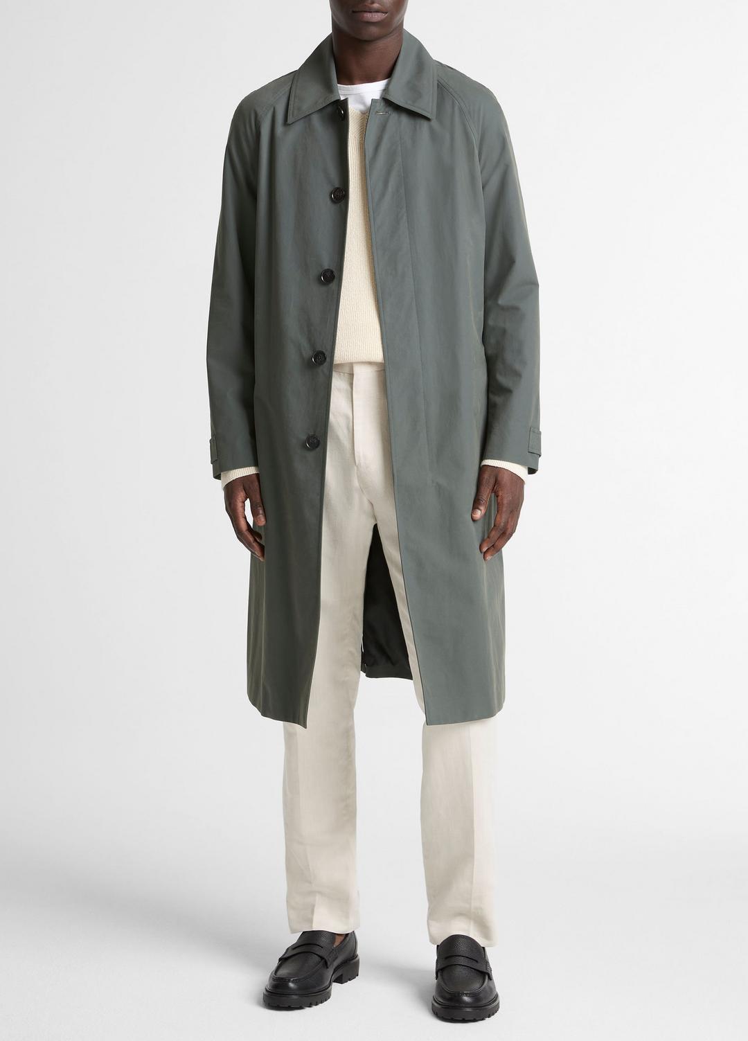 VINCE | Cotton-Blend Single-Breasted Trench Coat in Coats - SLATE