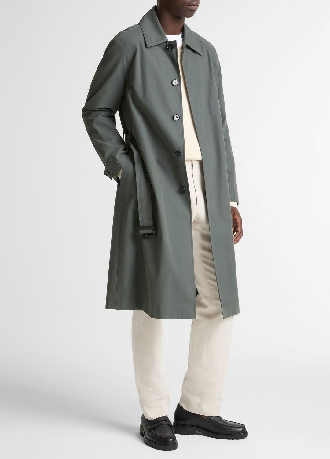 VINCE | Cotton-Blend Single-Breasted Trench Coat in Coats - SLATE