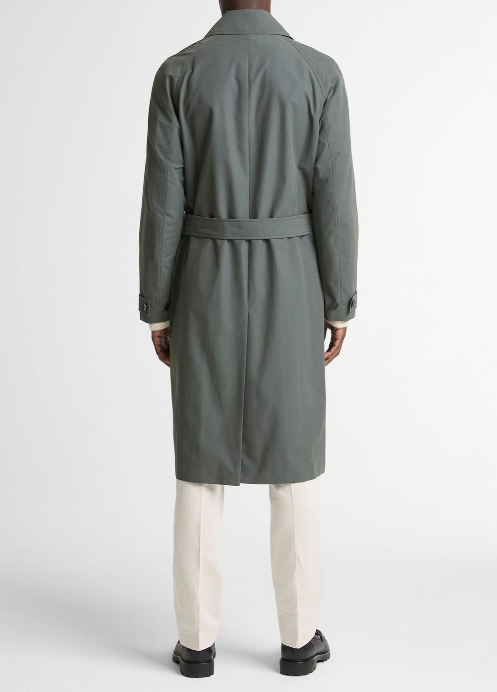 VINCE | Cotton-Blend Single-Breasted Trench Coat in Coats - SLATE