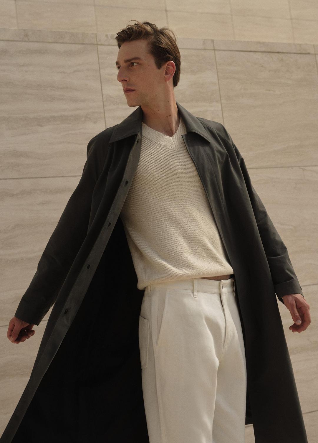 VINCE | Cotton-Blend Single-Breasted Trench Coat in Coats - SLATE