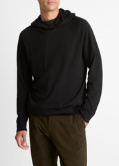 VINCE | Featherweight Merino Wool-Cashmere Hoodie in Sweatshirts & Hoodies - BLACK