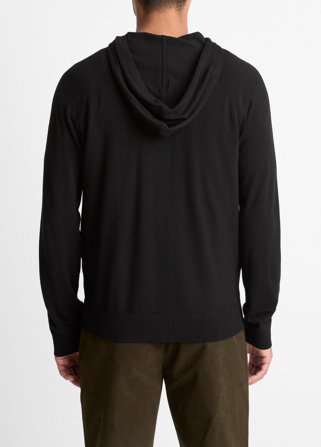 VINCE | Featherweight Merino Wool-Cashmere Hoodie in Sweatshirts & Hoodies - BLACK