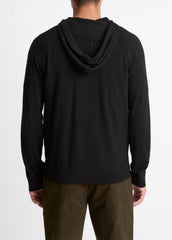 VINCE | Featherweight Merino Wool-Cashmere Hoodie in Sweatshirts & Hoodies - BLACK