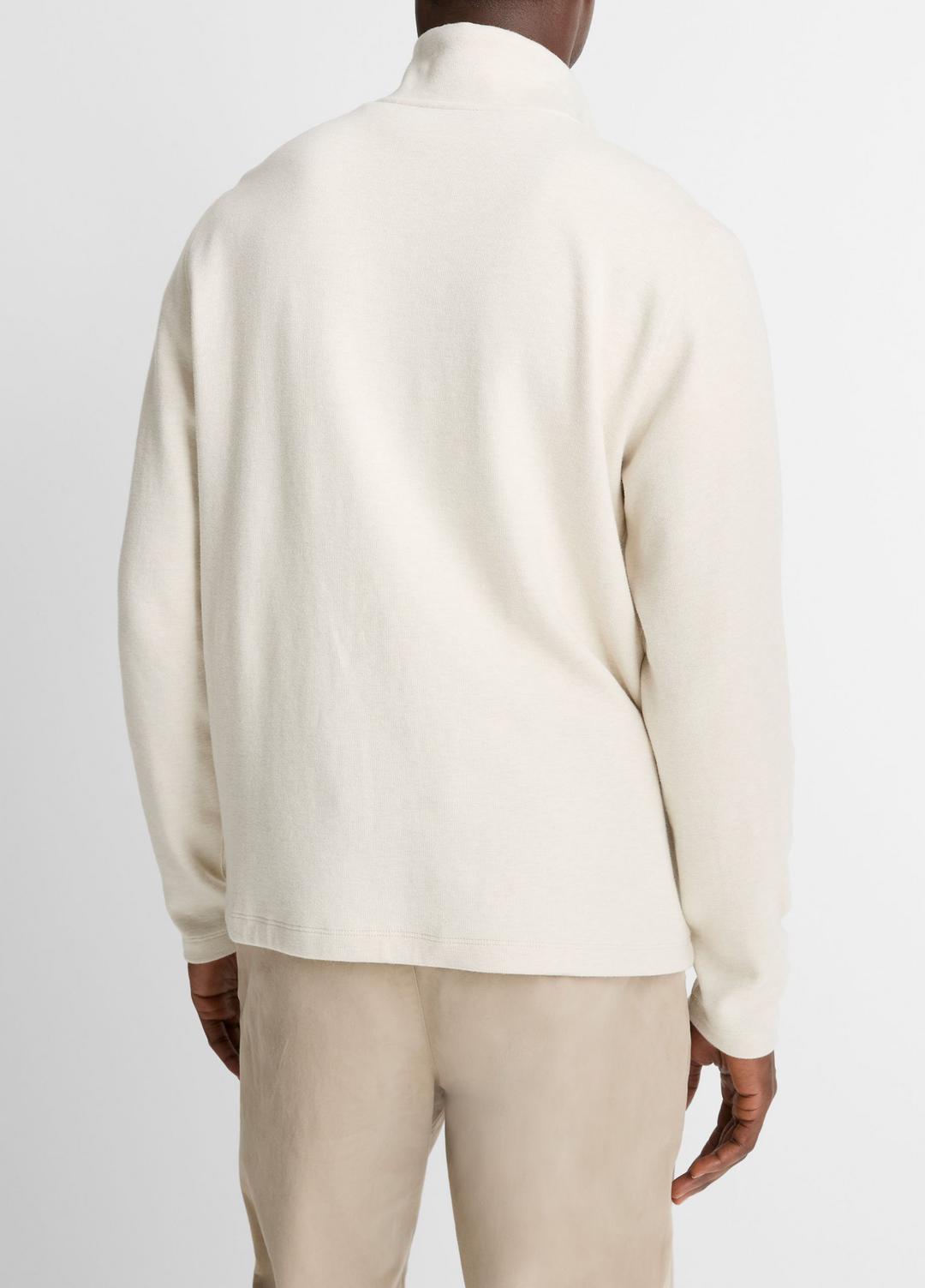 VINCE | Cotton Button Mock-Neck Pullover in Sweatshirts & Hoodies - HEATHER BONE