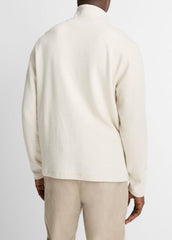 VINCE | Cotton Button Mock-Neck Pullover in Sweatshirts & Hoodies - HEATHER BONE