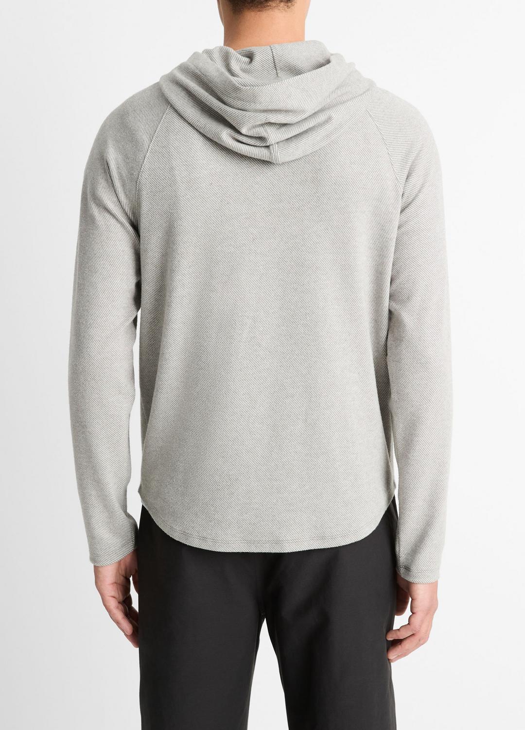 VINCE | Broken Twill Pullover Hoodie in Sweatshirts & Hoodies - HEATHER GREY/OFF WHITE