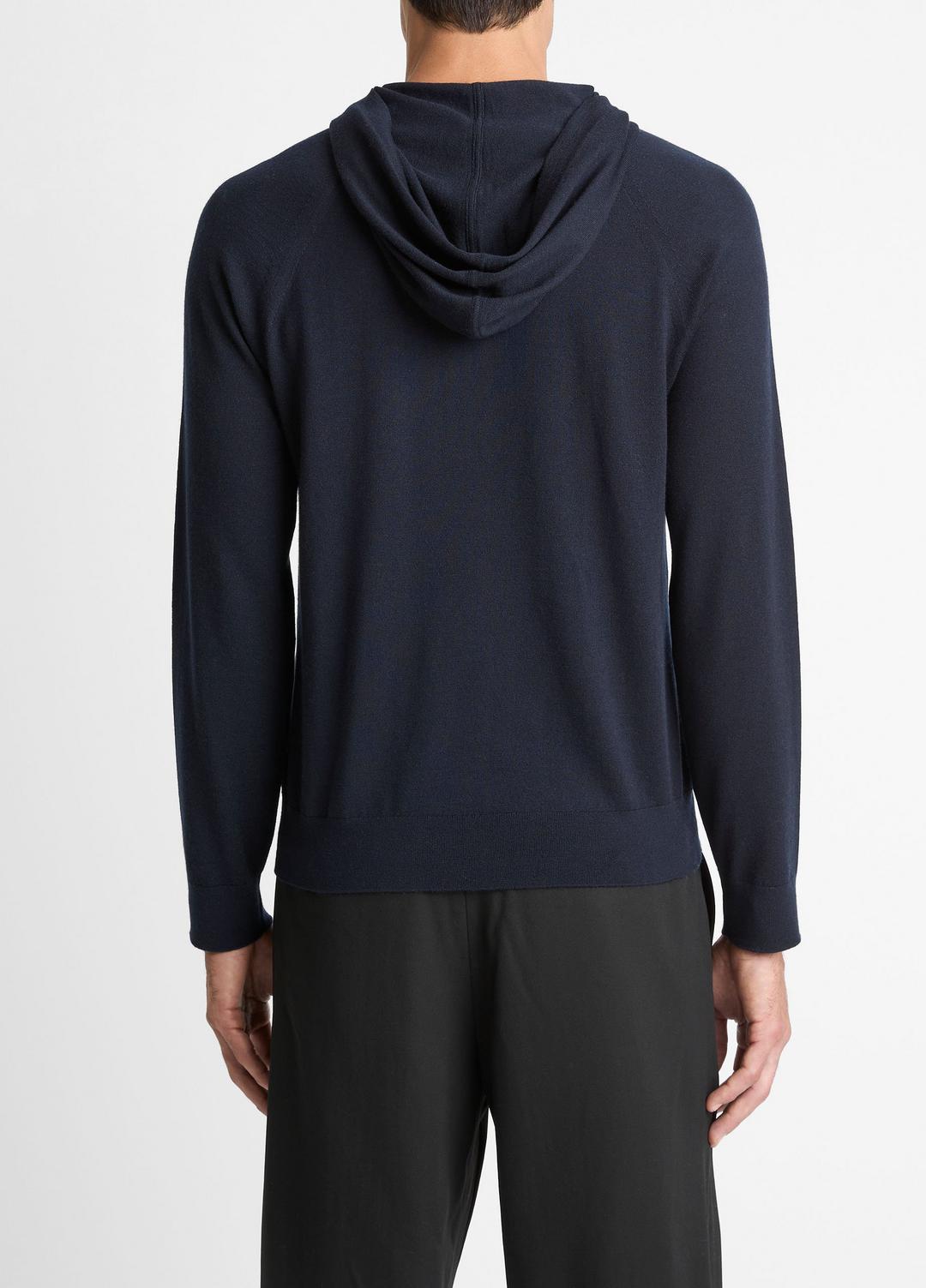VINCE | Featherweight Merino Wool-Cashmere Hoodie in Sweatshirts & Hoodies - COASTAL BLUE
