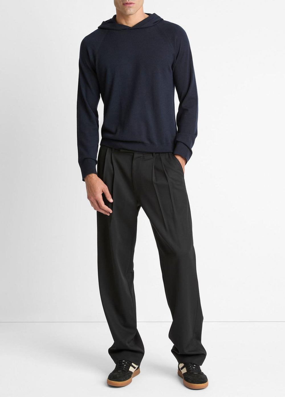 VINCE | Featherweight Merino Wool-Cashmere Hoodie in Sweatshirts & Hoodies - COASTAL BLUE