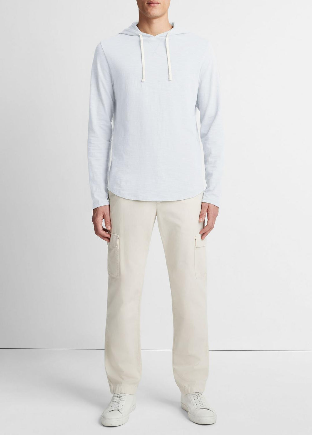 VINCE | Textured Cotton Hoodie in Sweatshirts & Hoodies - SHIRTING BLUE