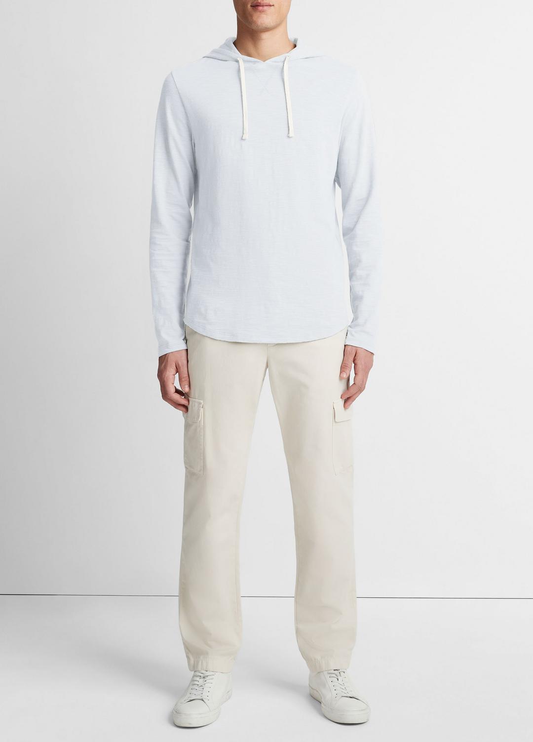 VINCE | Textured Cotton Hoodie in Sweatshirts & Hoodies - SHIRTING BLUE
