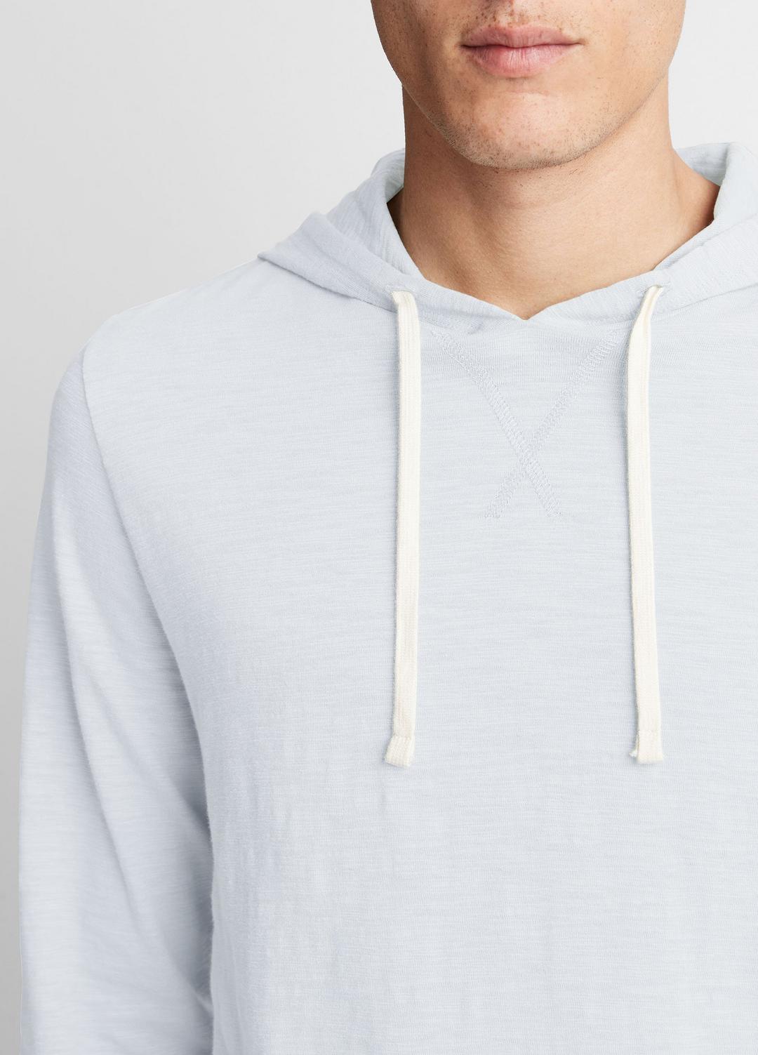 VINCE | Textured Cotton Hoodie in Sweatshirts & Hoodies - SHIRTING BLUE