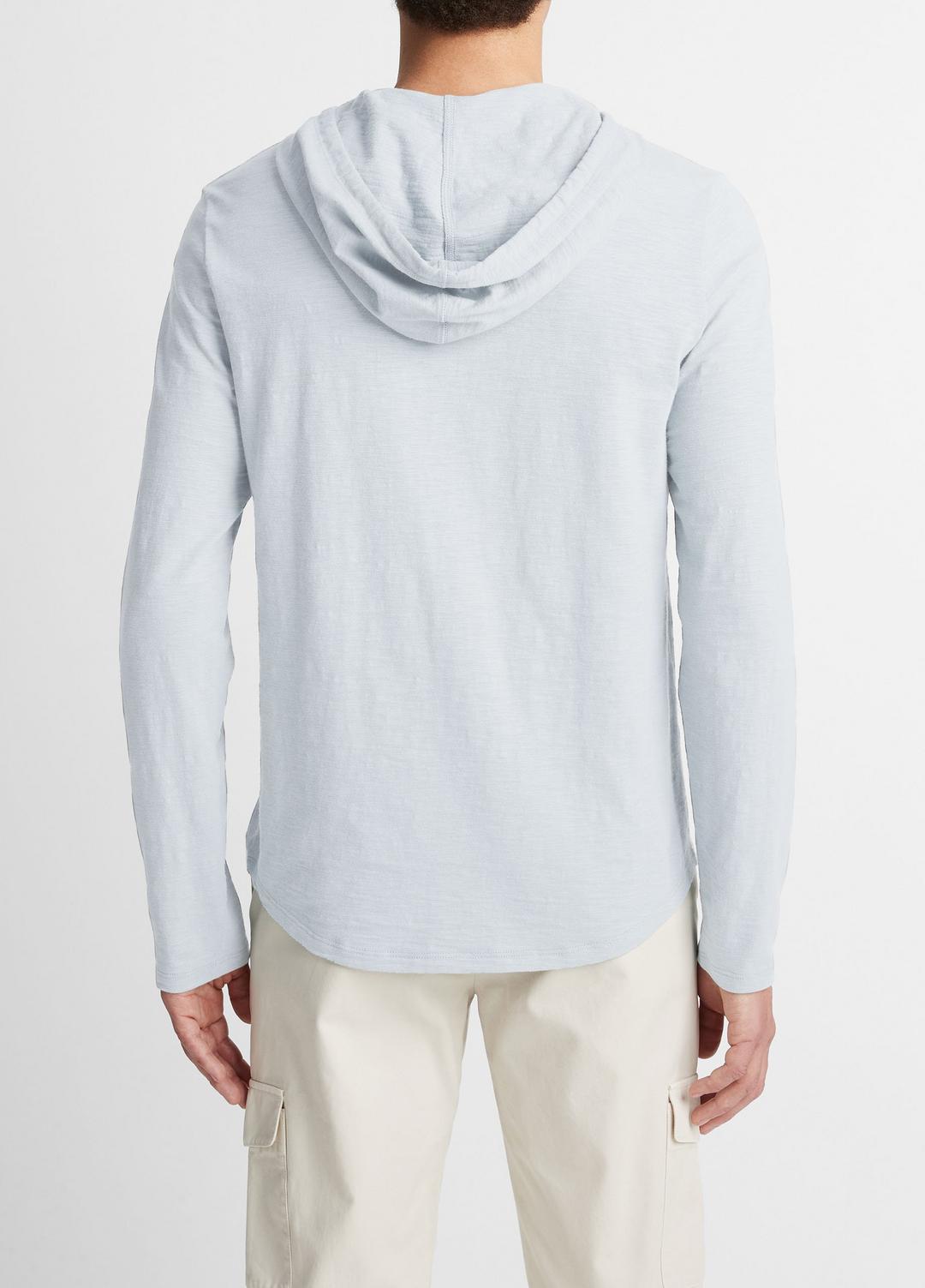 VINCE | Textured Cotton Hoodie in Sweatshirts & Hoodies - SHIRTING BLUE