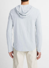 VINCE | Textured Cotton Hoodie in Sweatshirts & Hoodies - SHIRTING BLUE
