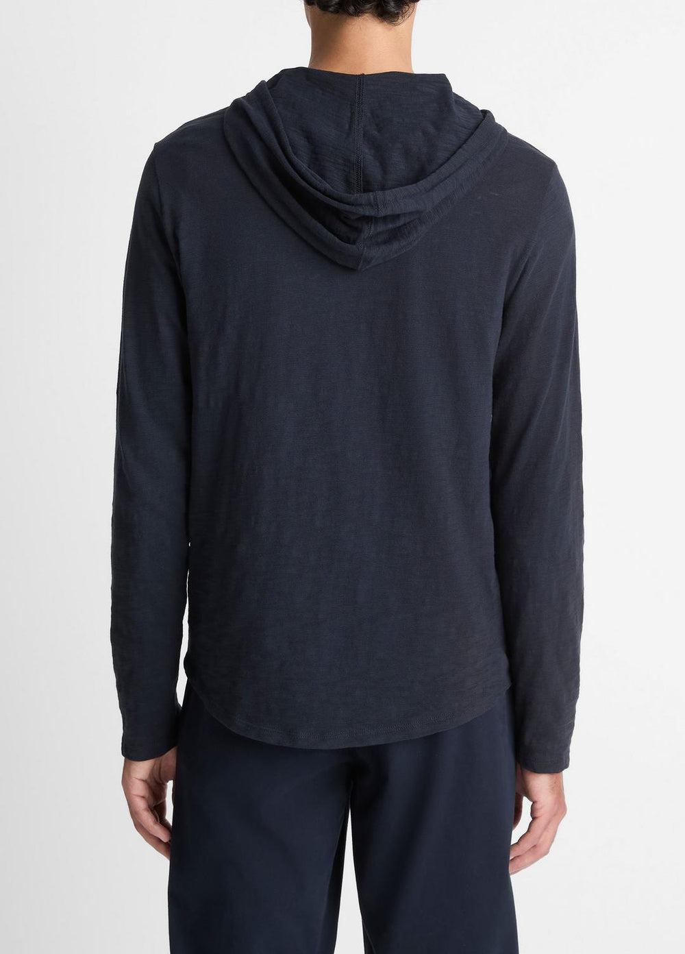 VINCE | Textured Cotton Hoodie in Sweatshirts & Hoodies - COASTAL BLUE