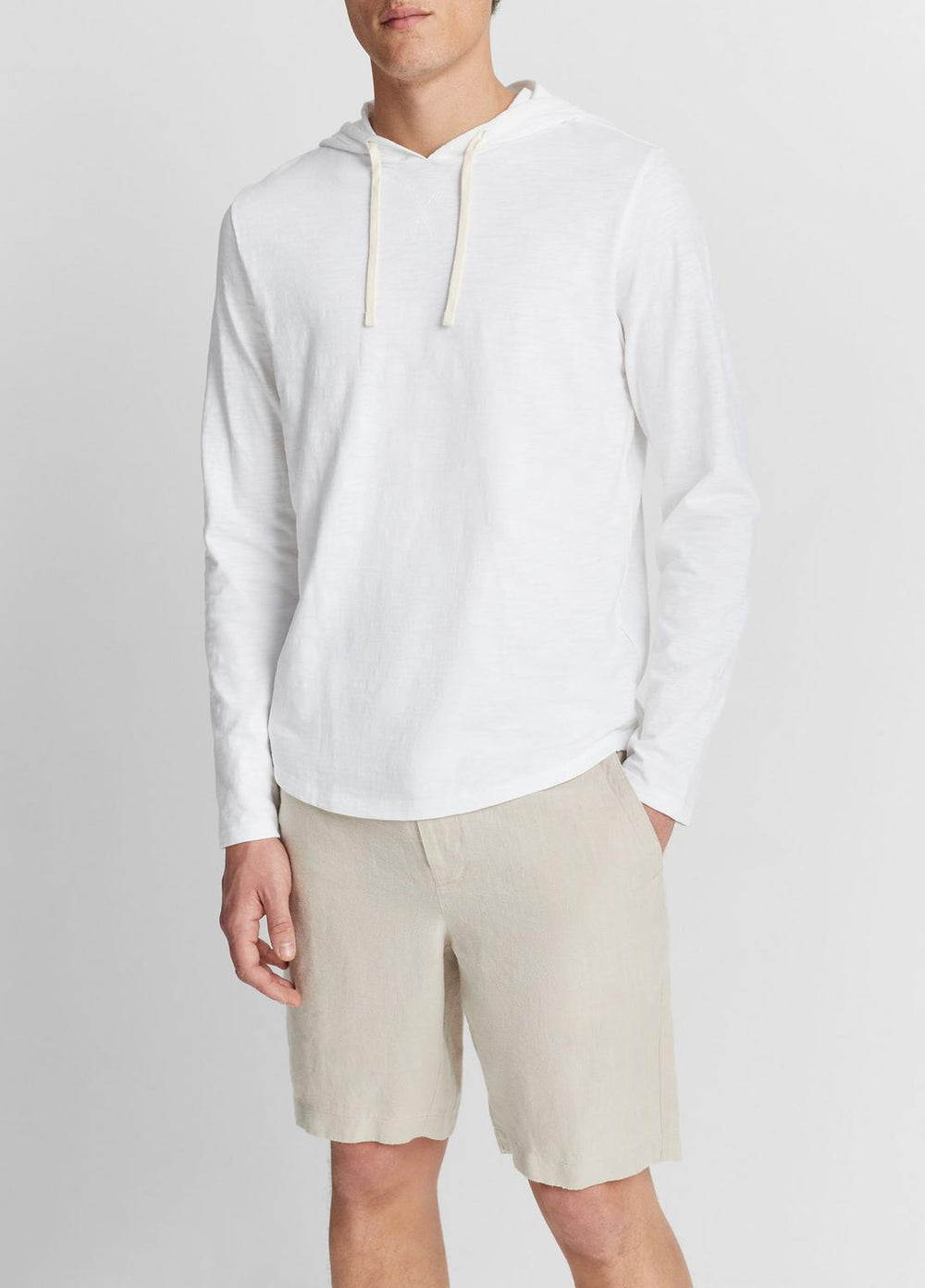 VINCE | Textured Cotton Hoodie in Sweatshirts & Hoodies - OPTIC WHITE