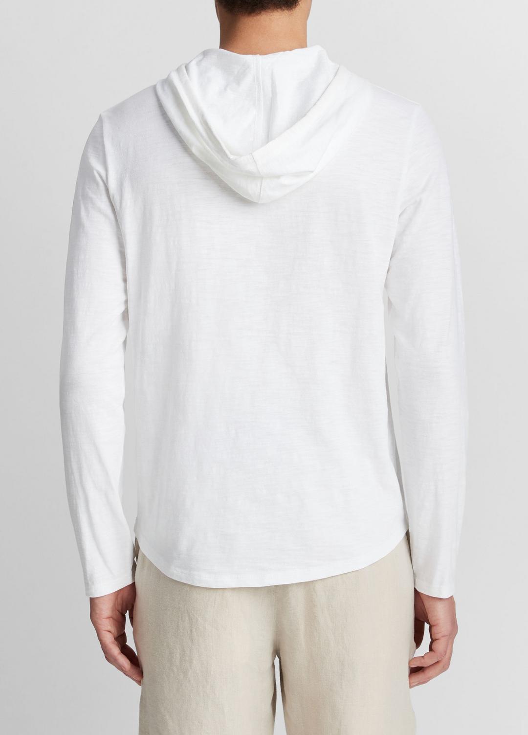 VINCE | Textured Cotton Hoodie in Sweatshirts & Hoodies - OPTIC WHITE
