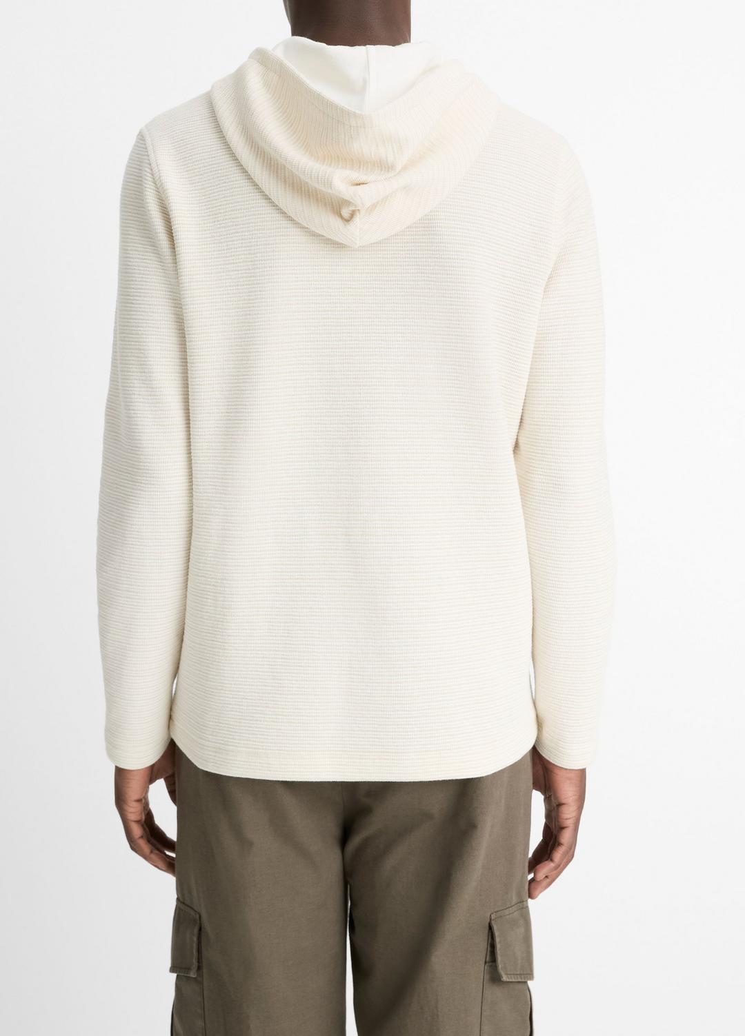 VINCE | Variegated Stripe Double-Face Cotton-Blend Hoodie in Sweatshirts & Hoodies - BAJA SAND/NATURAL