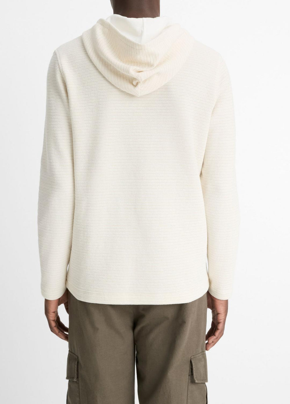 VINCE | Variegated Stripe Double-Face Cotton-Blend Hoodie in Sweatshirts & Hoodies - BAJA SAND/NATURAL