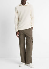 VINCE | Variegated Stripe Double-Face Cotton-Blend Hoodie in Sweatshirts & Hoodies - BAJA SAND/NATURAL