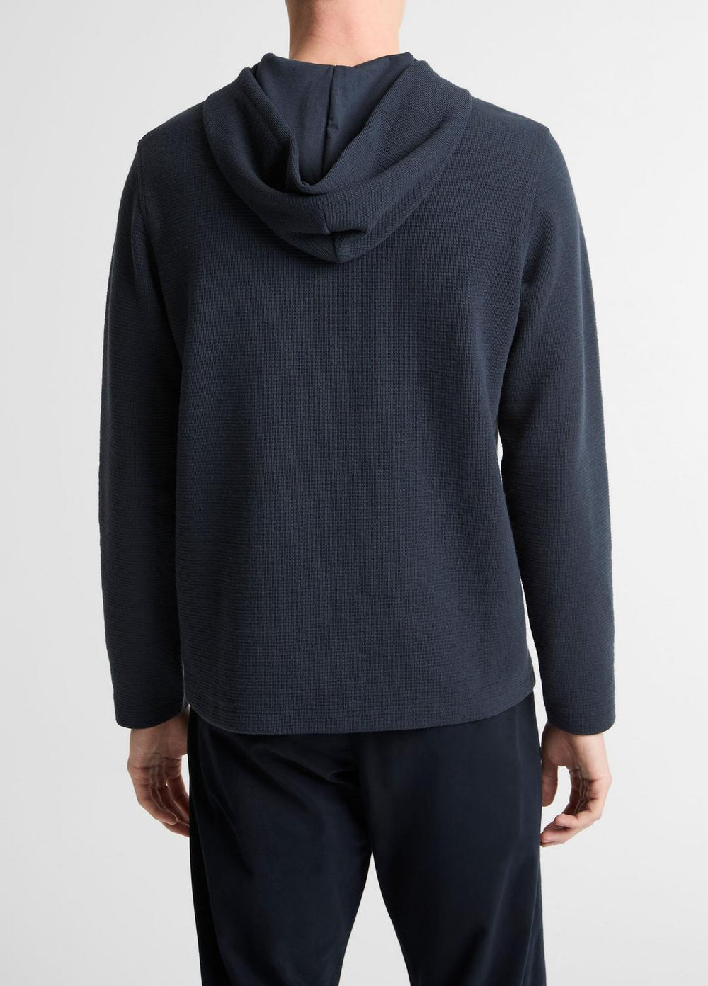 VINCE | Variegated Stripe Double-Face Cotton-Blend Hoodie in Sweatshirts & Hoodies - COASTAL BLUE/COASTAL BLUE