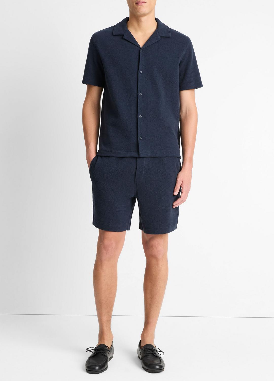 VINCE | Cotton Bouclé Pull-On Short in Shorts - COASTAL BLUE