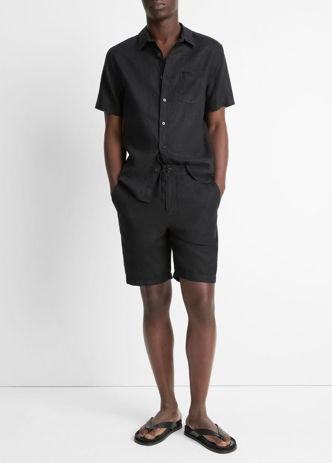 VINCE | Hemp Drawstring Short in Shorts - BLACK