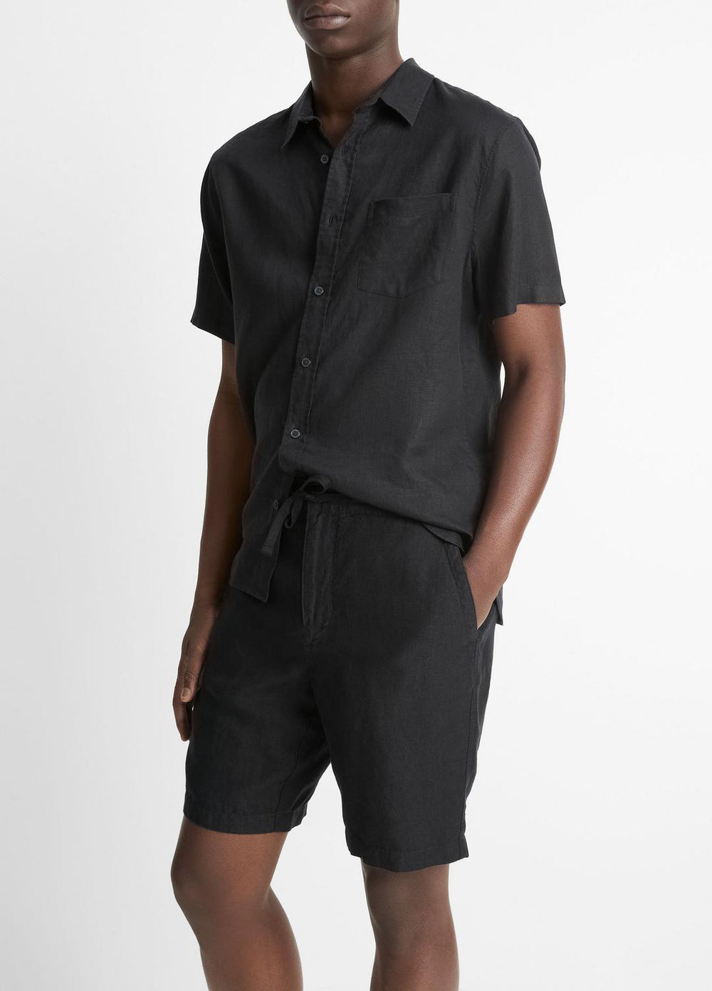 VINCE | Hemp Drawstring Short in Shorts - BLACK