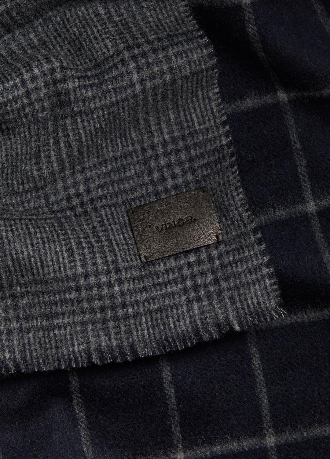 VINCE | Double-Face Plaid Wool-Cashmere Scarf in Scarves & Hats - COASTAL BLUE/MEDIUM HEATHER GREY