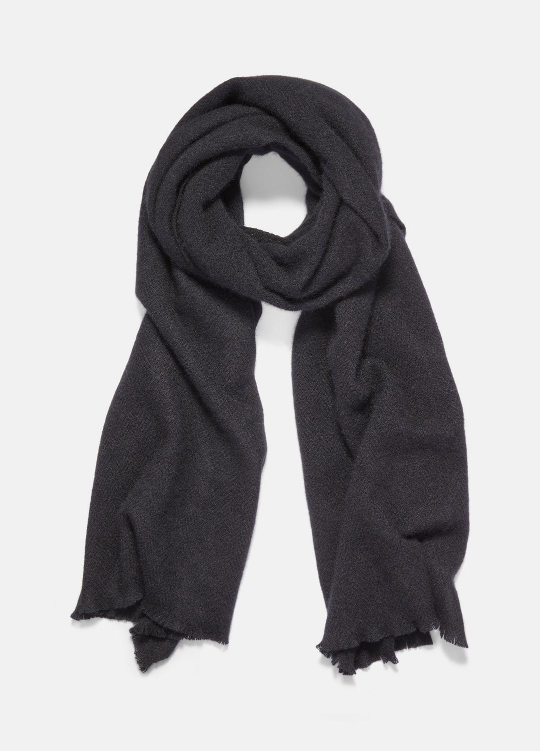 VINCE | Herringbone Cashmere Scarf in Scarves & Hats - BLACK
