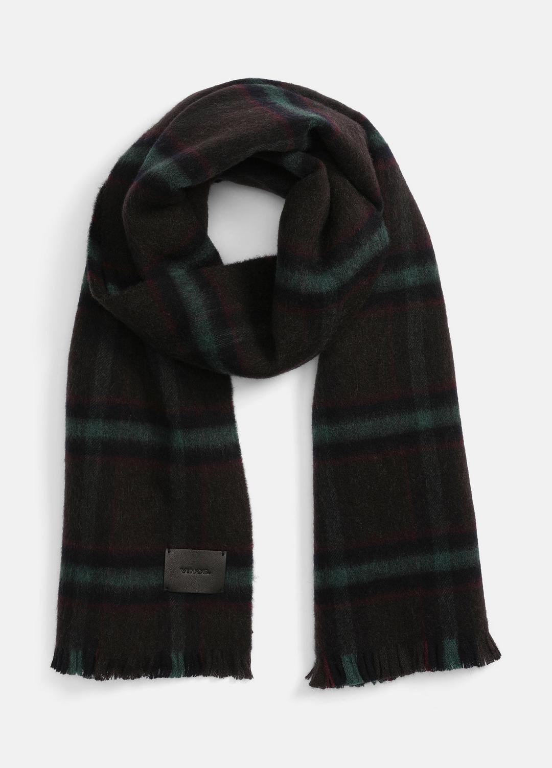 VINCE | Brushed Holme Plaid Wool Scarf in Scarves & Hats - BROWN