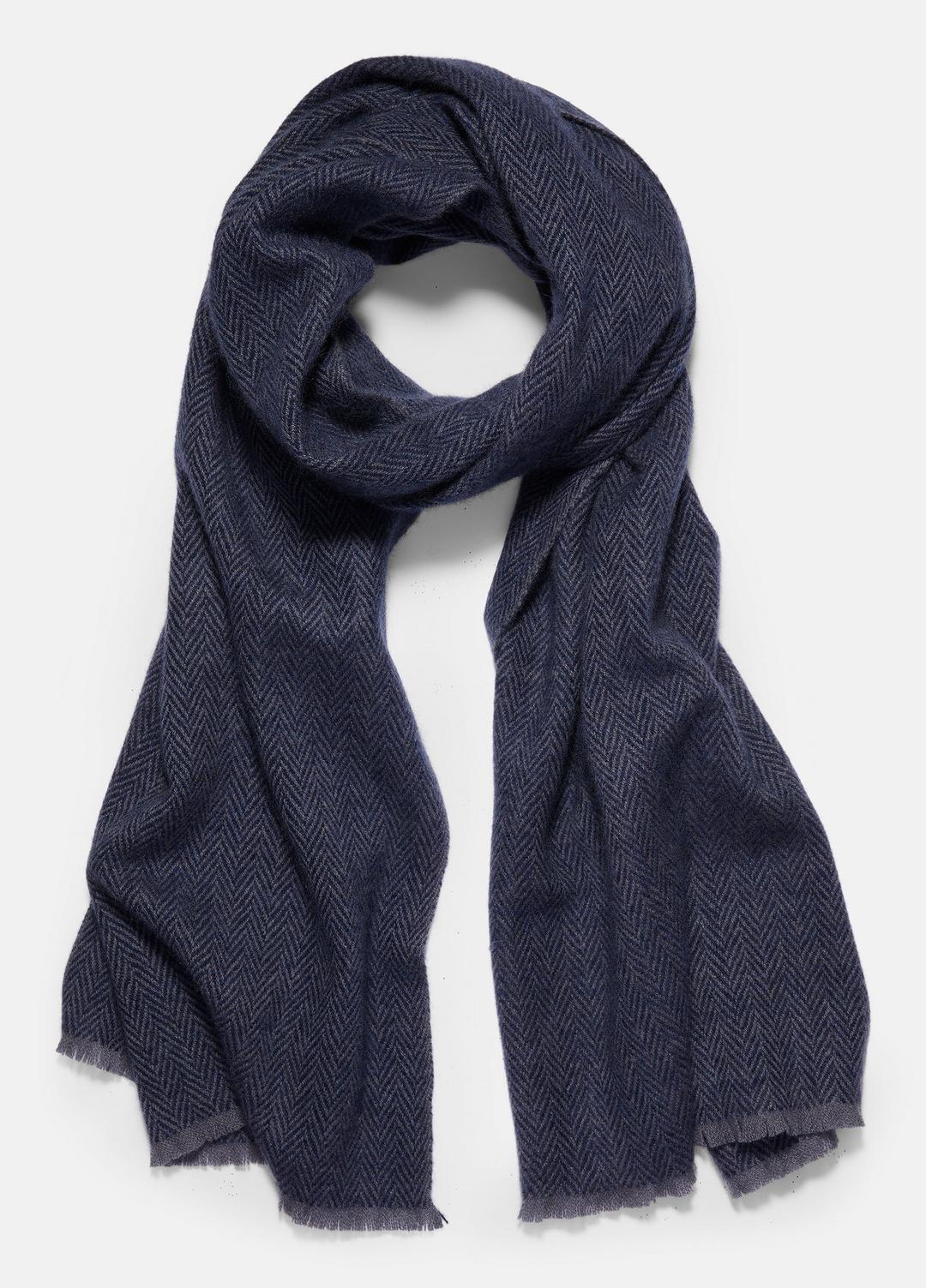 VINCE | Herringbone Cashmere Scarf in Scarves & Hats - COASTAL BLUE/IRIS BLUE
