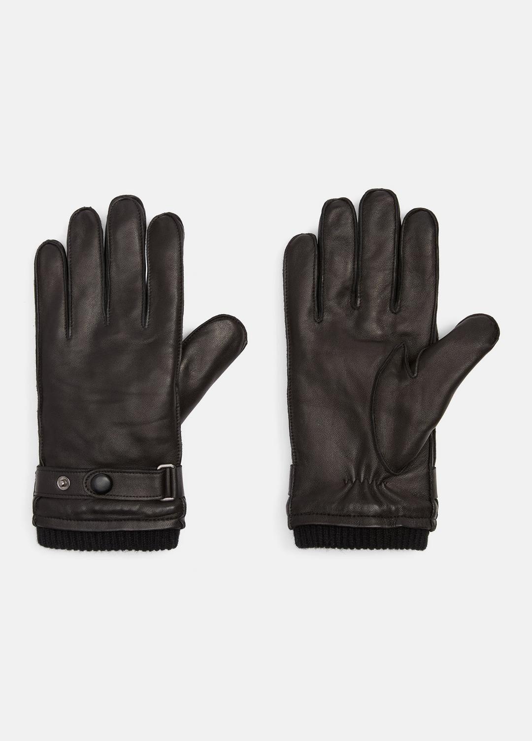 VINCE | Leather Wrist-Strap Glove in Gloves - BLACK