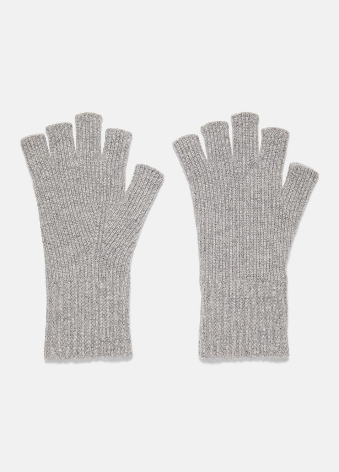 VINCE | Wool-Cashmere Rib-Knit Fingerless Glove in Gloves - HEATHER GREY