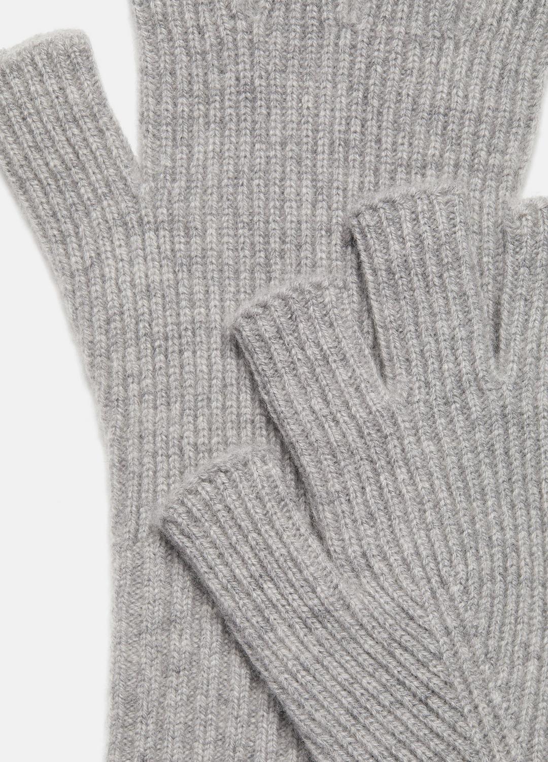 VINCE | Wool-Cashmere Rib-Knit Fingerless Glove in Gloves - HEATHER GREY