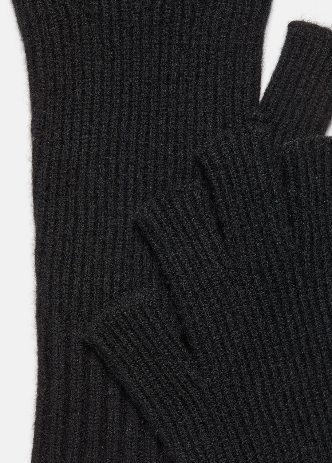 VINCE | Wool-Cashmere Rib-Knit Fingerless Glove in Gloves - HEATHER BLACK