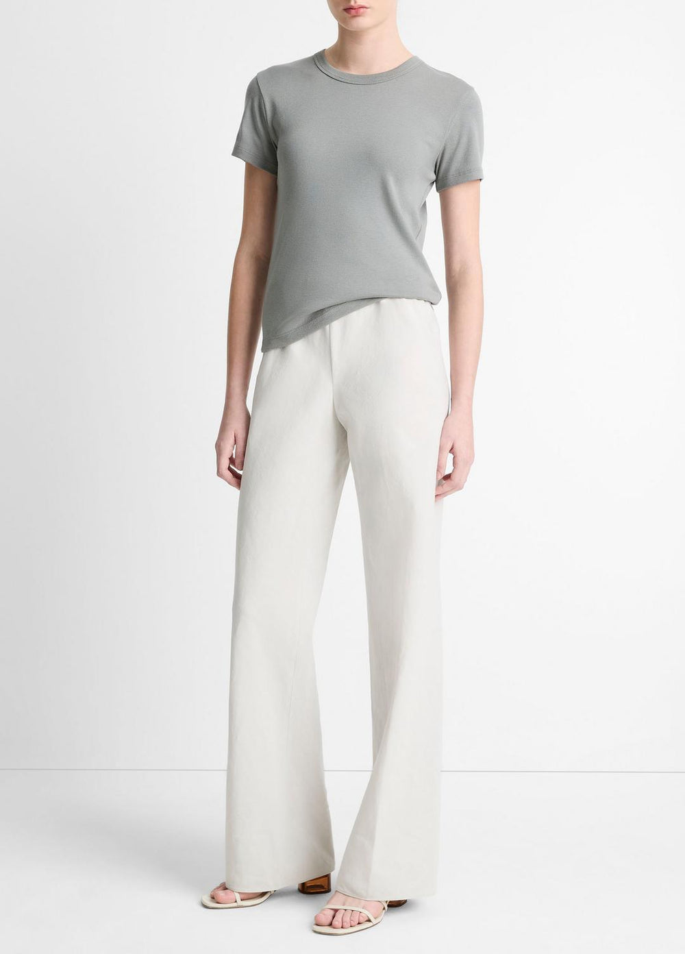 VINCE | Cotton-Blend High-Waist Bias Pant in Pants & Shorts - SALT GLASS