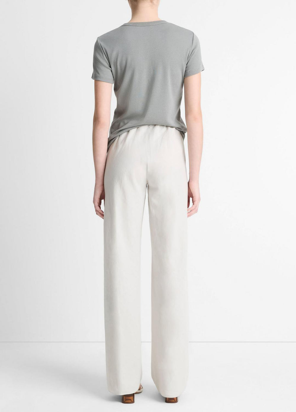 VINCE | Cotton-Blend High-Waist Bias Pant in Pants & Shorts - SALT GLASS
