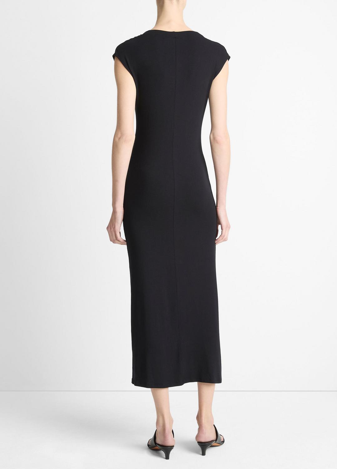 VINCE | Jersey Draped Cowl-Neck Dress in Dresses & Skirts - BLACK