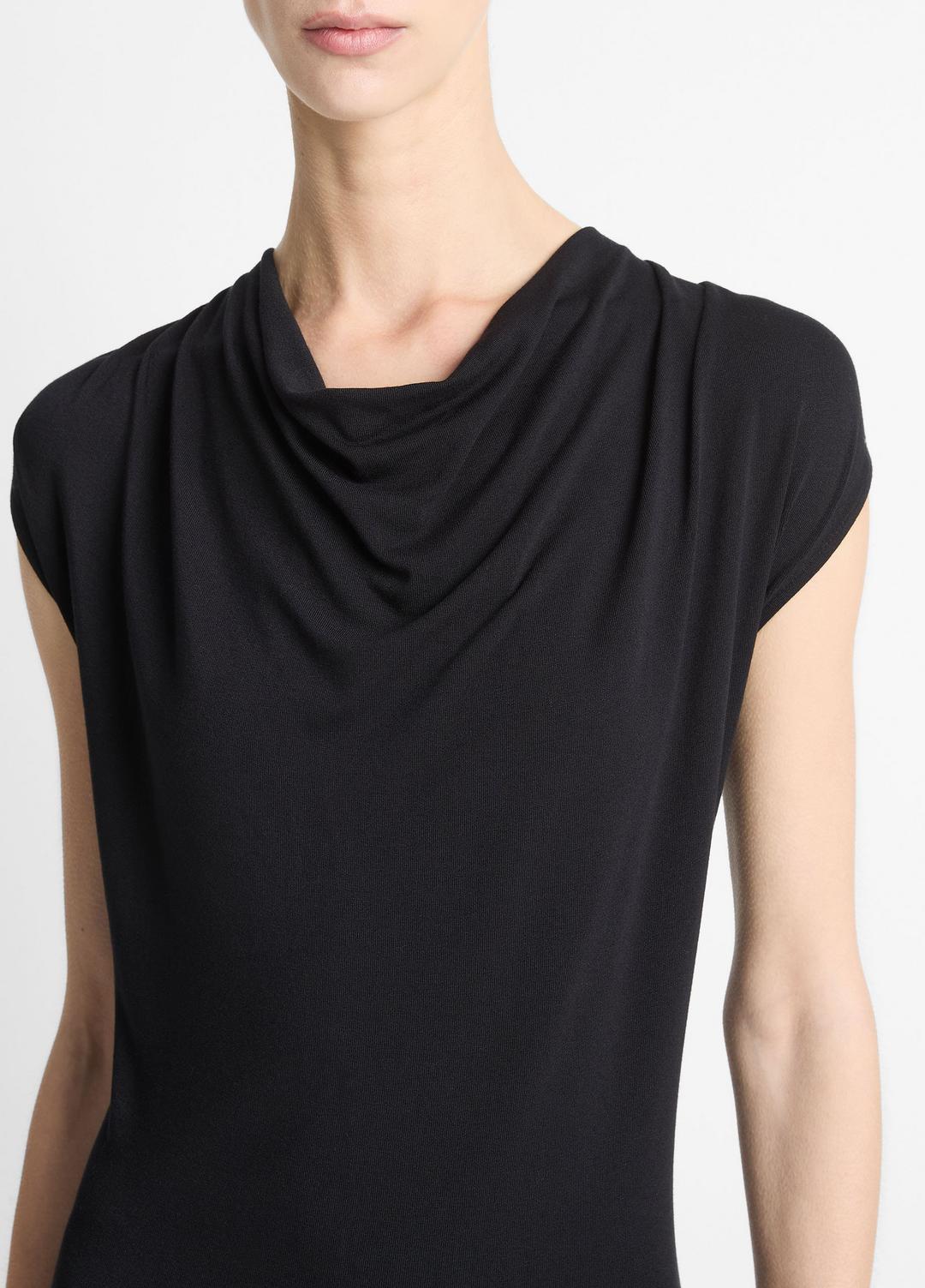 VINCE | Jersey Draped Cowl-Neck Dress in Dresses & Skirts - BLACK