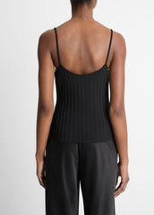 VINCE | Ribbed V-Neck Camisole in Shirts & Tees - BLACK