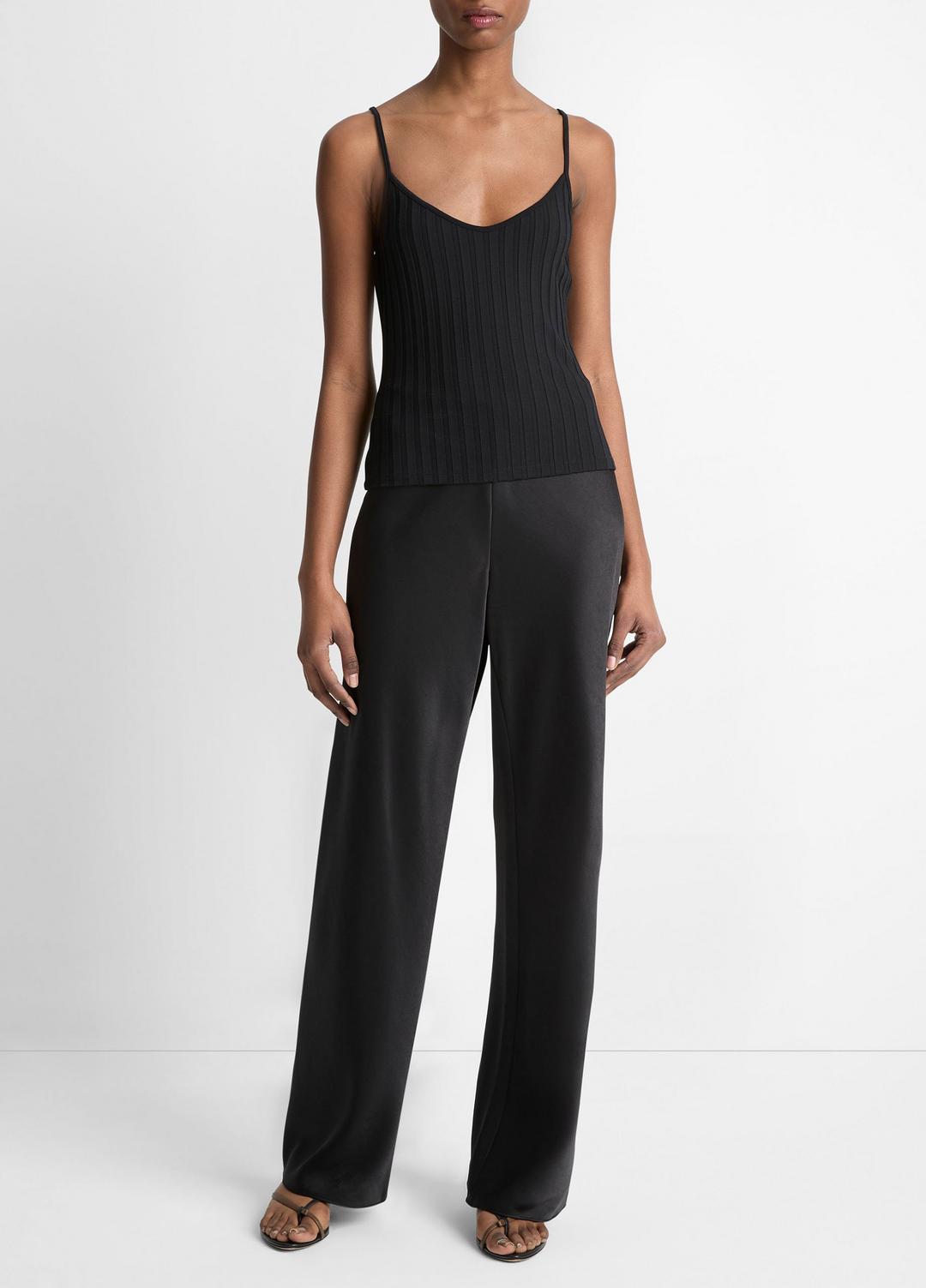 VINCE | Ribbed V-Neck Camisole in Shirts & Tees - BLACK