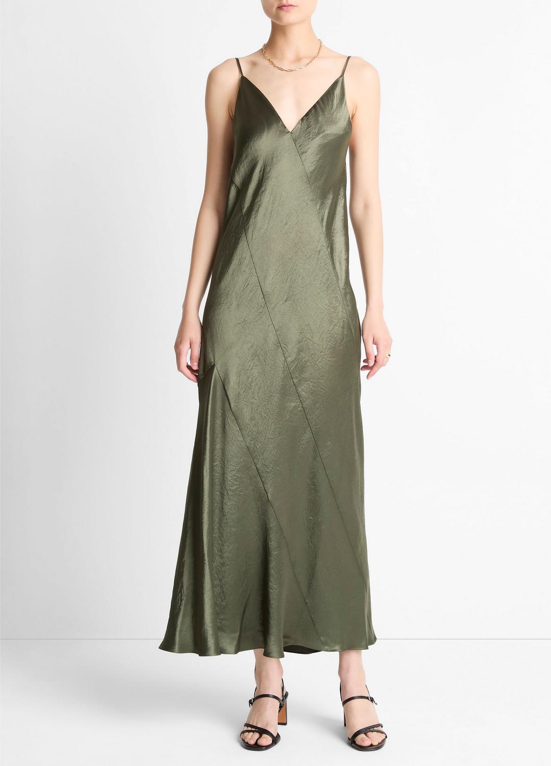 VINCE | Paneled Satin Bias Slip Dress in Dresses & Skirts - HERBA