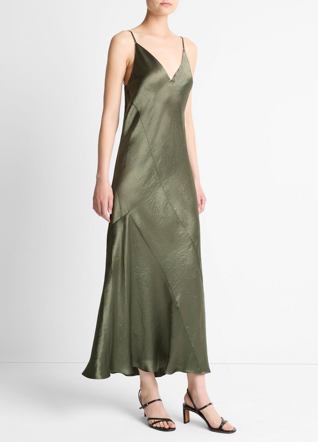 VINCE | Paneled Satin Bias Slip Dress in Dresses & Skirts - HERBA